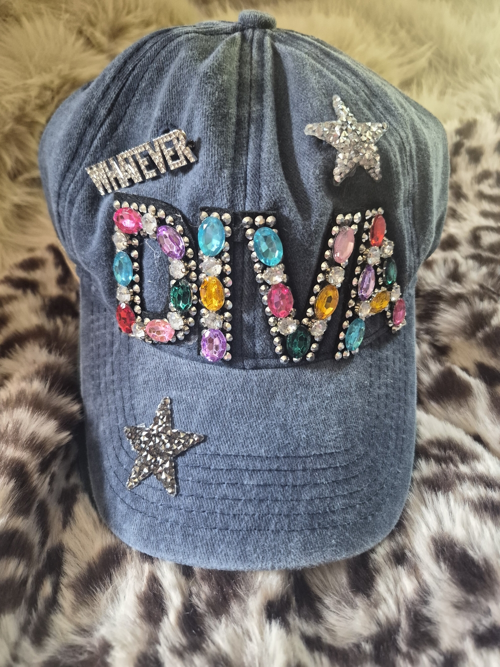 Blue Denim 'DIVA' Jeweled Cap